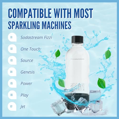 1-Liter Reusable Carbonating Bottles for Sparkling Water Makers, 2-Pack