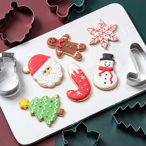 Husfunov 6pcs Christmas Cookie Cutters Set - Holiday Biscuit Shapes