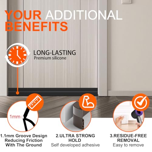 Silicone Door Draft Stopper - Adjustable Under Door Sweep Seal, 39 Inch