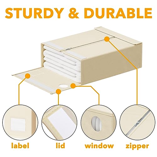 Foldable Bed Sheet Organizer 8 Pack - Linen Closet Storage Box with Window