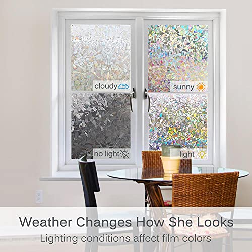 Stained Glass Rainbow Window Privacy Film - Static Cling, 17.5" x 78.7"