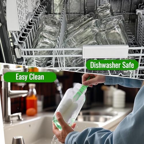8 oz Square Glass Juice Bottles with Lids - 6 Pack Reusable Drink Containers