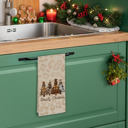 Dimurela Tree Leopard Christmas Kitchen Towels - Cowgirl Cowboy Decor, 16x24in