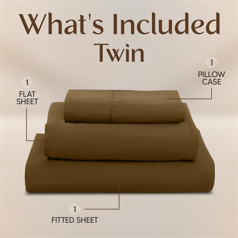 Utopia Bedding Twin Sheet Set - Soft & Breathable Microfiber, 3-Piece Bed Sheets, Oeko Tex Certified (Mocha)