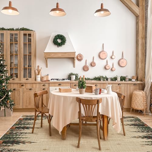 Breling Pine Berry Christmas Area Rug 4x6 ft - Holiday Red & Green Floor Decor