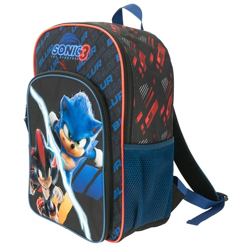 Sonic The Hedgehog 3 Kids 16-Inch Backpack - School Bag with Padded Straps