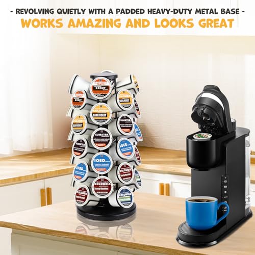 360° Rotating Coffee Pod Holder Carousel - 40 Pod Countertop Storage Stand