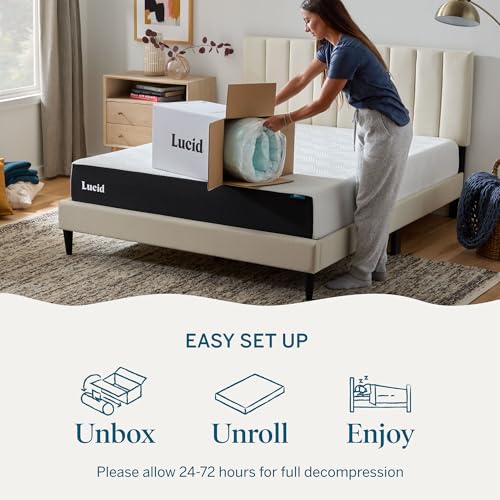 LUCID 4-Inch Gel Memory Foam Mattress Topper, Twin XL Ultra Plush