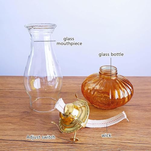 Large Glass Oil Lamp - 13-Inch Rustic Kerosene Hurricane Lantern