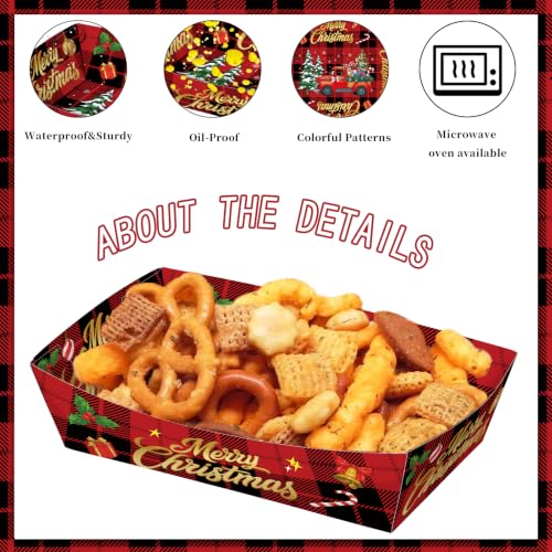 Christmas Car Food Trays 50 Pack - 2Lb Capacity, Multicolor, No Folding