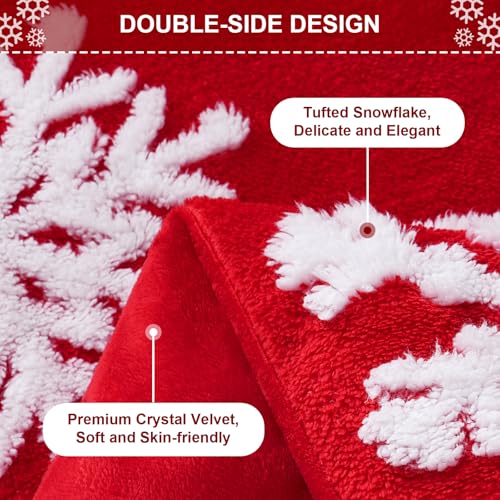 ASPMIZ Red Snowflake King Comforter Set 104x90 Winter Cozy Bedding