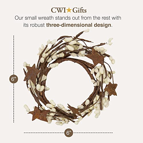 Ivory Pip Twig Candle Ring Wreath 6-Inch Rustic Farmhouse Decor