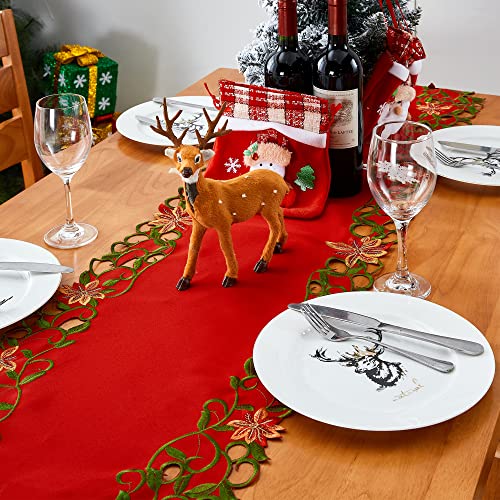 Christmas Embroidered Table Runner 13x69 Inch Holiday Decor