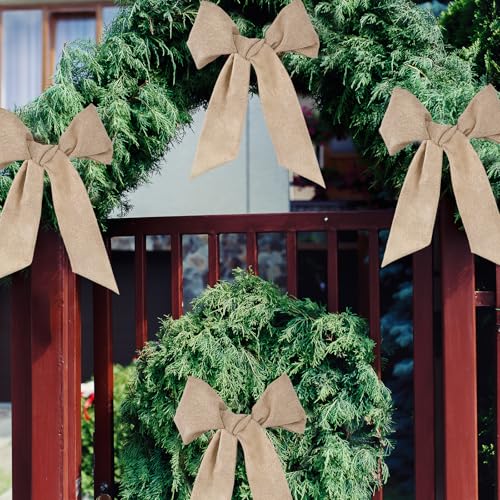 Burlap Wreath Sash 4-Pack - 55 Inch Rustic Plain Bow for Front Door