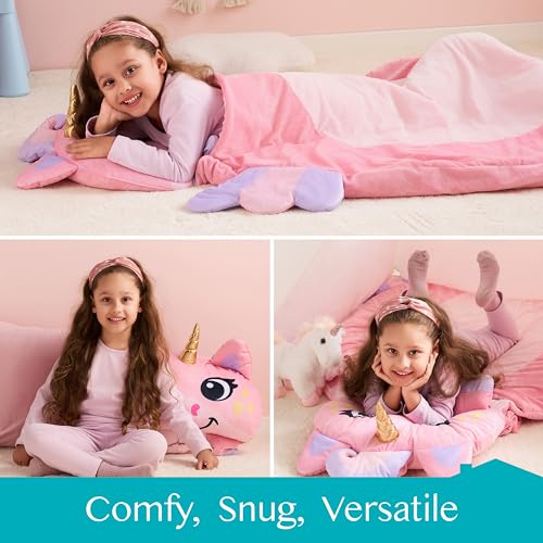 Kids Nap Mat with Pillow and Blanket, 60x39 Inch Portable Sleeping Bag