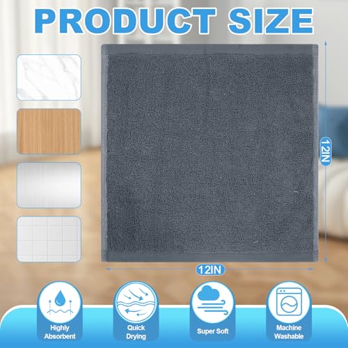 Grey 6-Pack Cotton Washcloths 12x12 Inches - Soft, Absorbent & Durable
