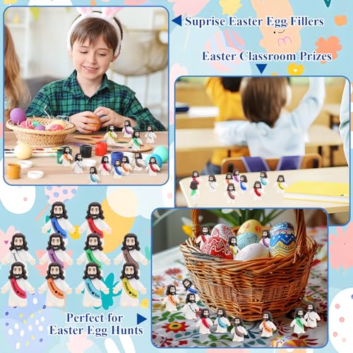 100 Pcs Mini Jesus Loves You Figurines - Bulk Religious Party Favors