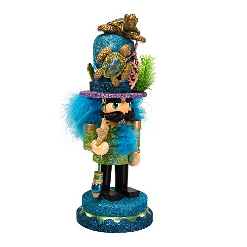 11-Inch Sea Turtle Wooden Nutcracker Tabletop Figurine with Staff