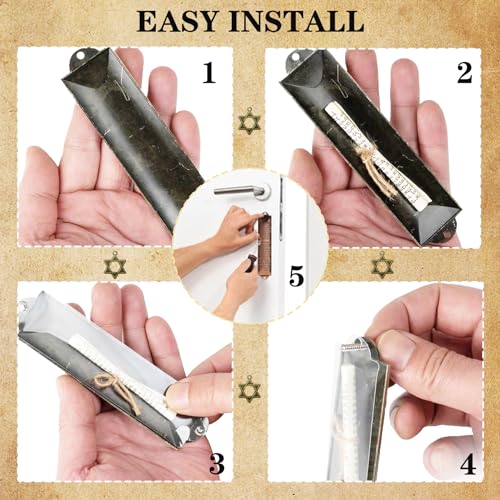 Set of 3 Mezuzah Cases with Scrolls for Door - Jewish Home Blessing Decor