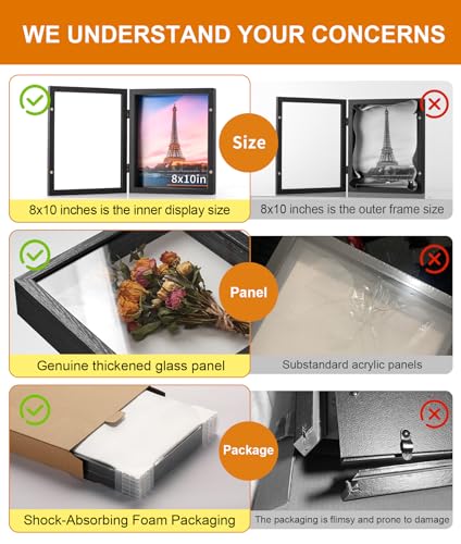 8x10 Deep Shadow Box Frame, Magnetic Display Case with Linen Backing
