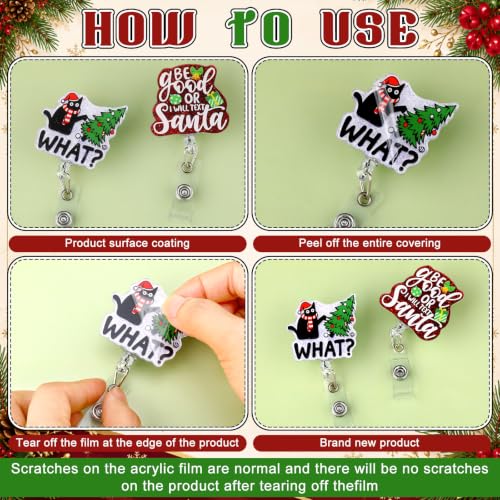 Christmas Badge Reels 20Pcs Retractable Nurse Badge Clips – Santa/Gingerbread/Elf Designs (Variation: Christmas)