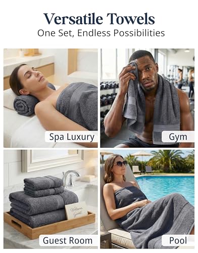 LANE LINEN 100% Cotton 24-Piece Bathroom Towel Set - Soft & Absorbent