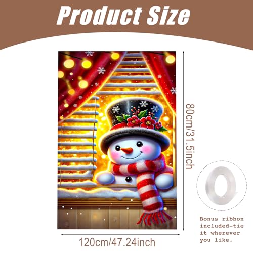 Nuxovilar hd05694 Snowman Christmas Window Cover Banner 31x47in Polyester
