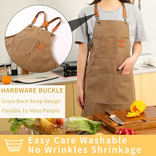 Canvas Cross-Back Apron with Pockets for Cooking, Gardening, and Work
