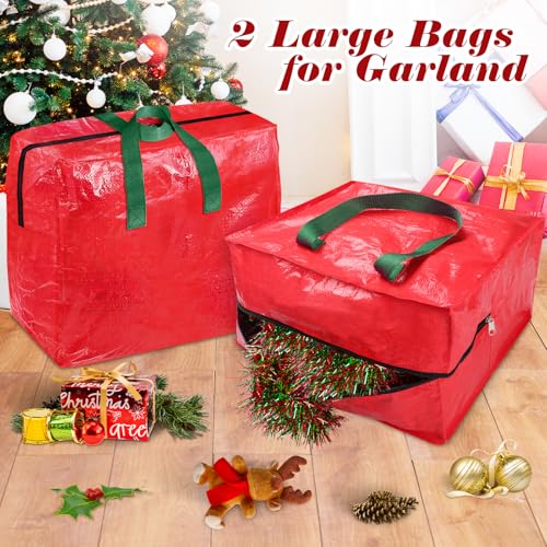 BlessedSeason 9 Ft Christmas Tree Storage Bag with Tinsel Garland Bags Waterproof Durable Handles