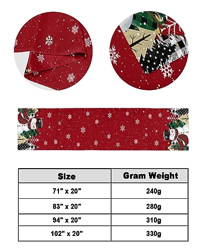 DecorLovee 83x20 Red Snowman Christmas Bed Runner for Queen Bed Winter Decor