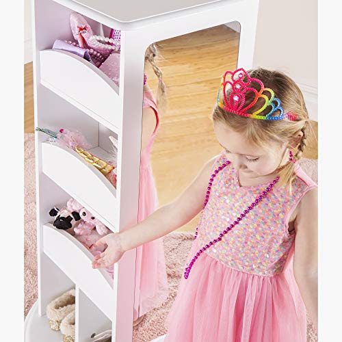 Rotating Kids' Dress-Up Storage Armoire with Mirrors and Shelves