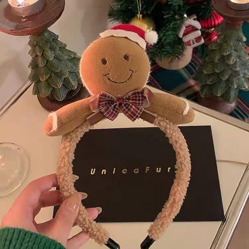 Christmas Gingerbread Headband - Plush Holiday Hair Accessory for Women & Girls