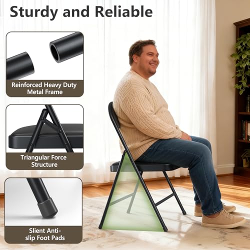 10-Pack Padded Folding Chairs, PU Leather Portable Dining Chair Set