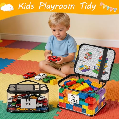 6-Pack Clear Toy Storage Bags with Labels - Waterproof PVC Organizers