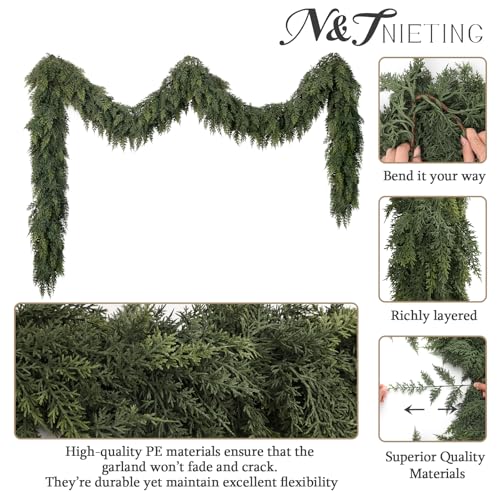 9ft Real Touch Artificial Cedar Garland for Christmas Holiday Decor