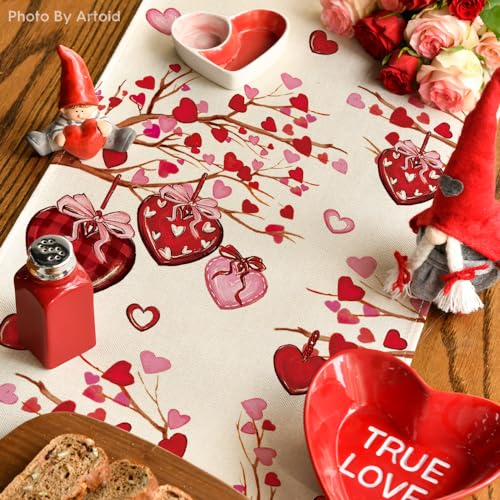 Artoid Mode Heart Branch Valentine Table Runner 13x72 Inch Home Decor