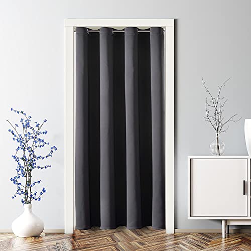 Blackout Doorway Curtain - Thermal Insulated Privacy Panel, 34" x 80", Dark Grey