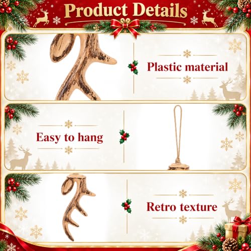 C Style 12 Pcs Artificial Deer Antler Christmas Tree Ornaments Rustic Decor