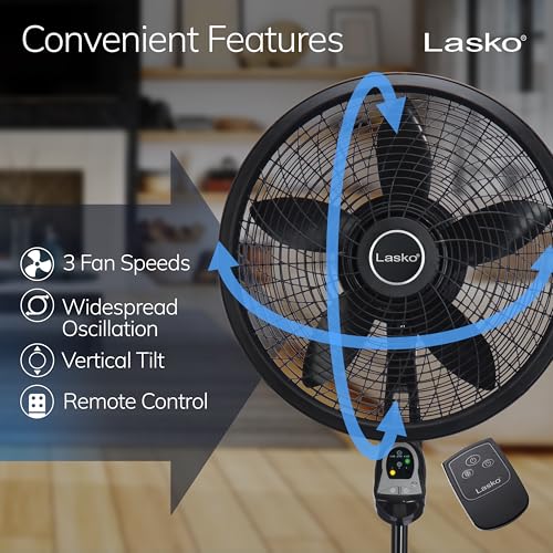 Lasko Cyclone Oscillating Pedestal Fan with Remote Control, 18" Blade, 54"