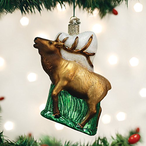 Handcrafted Glass Elk Christmas Ornament, Woodland Holiday Decoration
