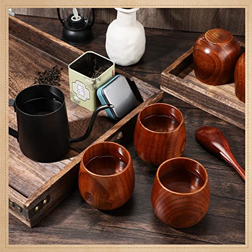 Gerrii Wooden Tea & Coffee Mug Set 6 oz - Rustic Japanese Style Drinkware
