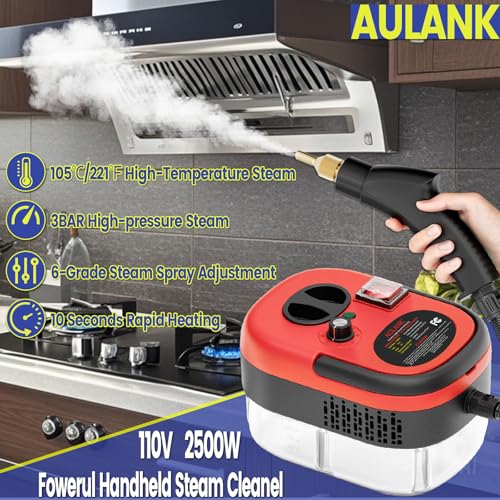 2500W Handheld Steam Cleaner with 14 Accessories, 6-Level Adjustable Pressure