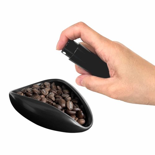 Barista Warrior Coffee Bean Dosing Cup and Spray Bottle Kit - Ceramic Single Dosing Tray, Static Reducing Spray (Black)