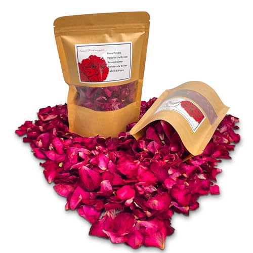 Natural Dried Rose Petals for Wedding Confetti, Bath & Romantic Decor (50g)