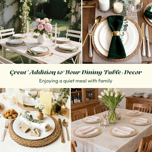 13-Inch Round Woven Placemats, Natural Rush Charger Plates Set of 12