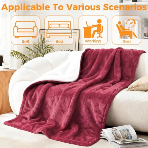 Electric Heated Blanket Throw, 50" x 60", 5 Heat Levels, Soft Flannel