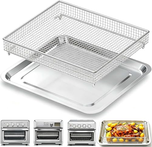 Air Fryer Baking Tray and Wire Mesh Basket Set for Toaster Ovens