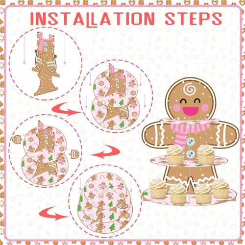 Gingerbread Man Cupcake Stand Christmas Party Decorations 3-Tier Dessert Tower