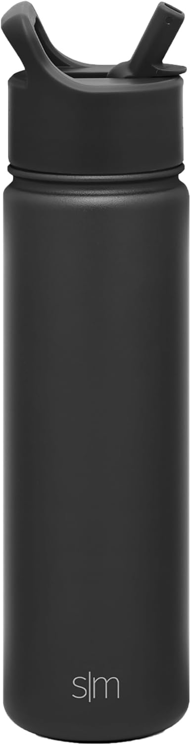 Simple Modern Water Bottle - Vacuum Insulated Stainless Steel Flask | 22oz, Midnight Black | Reusable & Leak-Proof