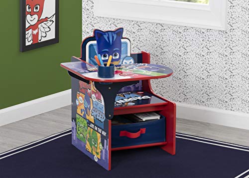 Kids PJ Masks Desk Chair with Storage Bin for Arts & Crafts, Homeschooling, and Play